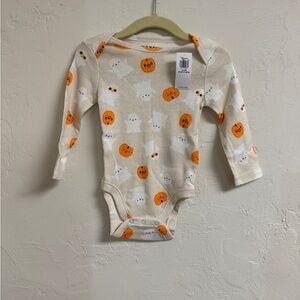 Old Navy Cream and Orange Ghost Pumpkin Baby Bodysuit